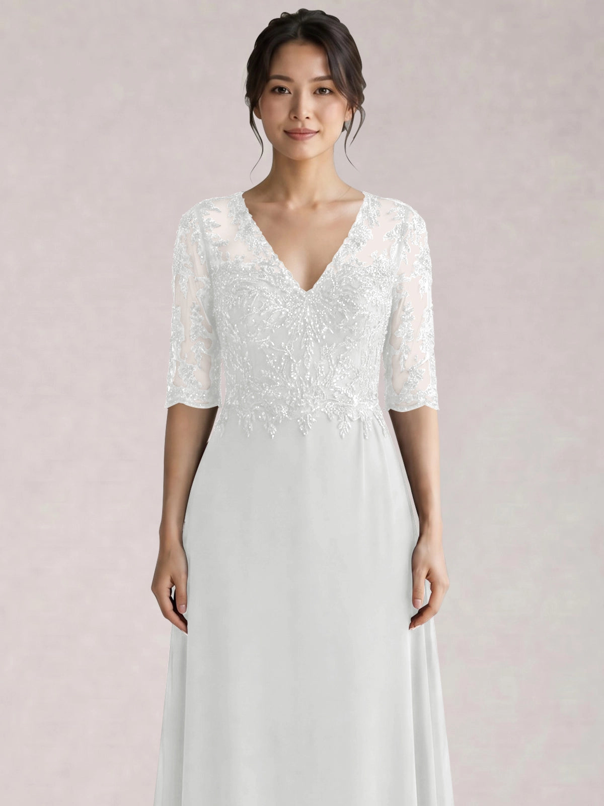 Lace Mother of the Bride Dress with Half Sleeves