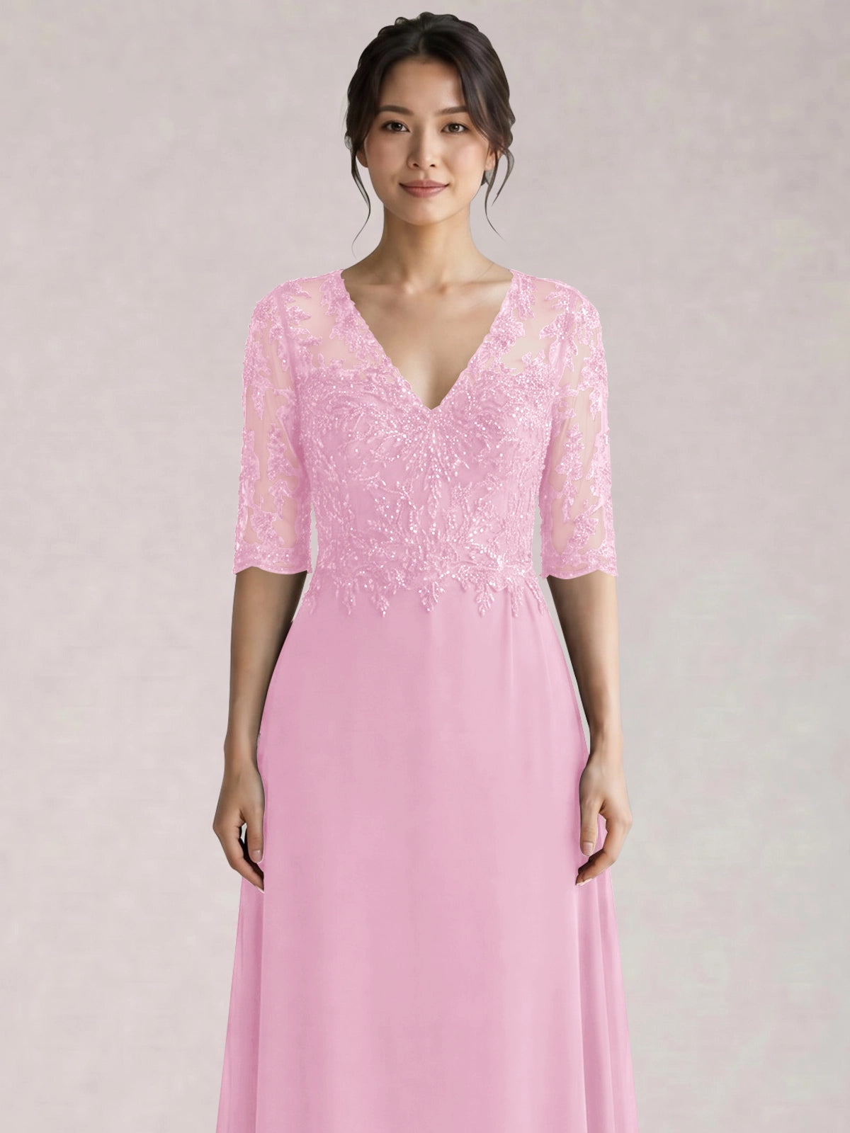 Lace Mother of the Bride Dress with Half Sleeves