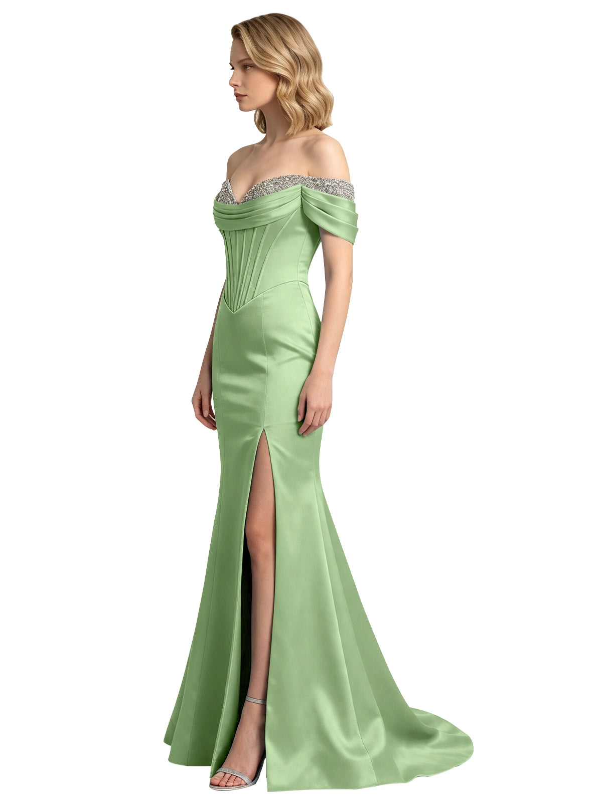 Corset Beaded Trumpet Prom Dress 
