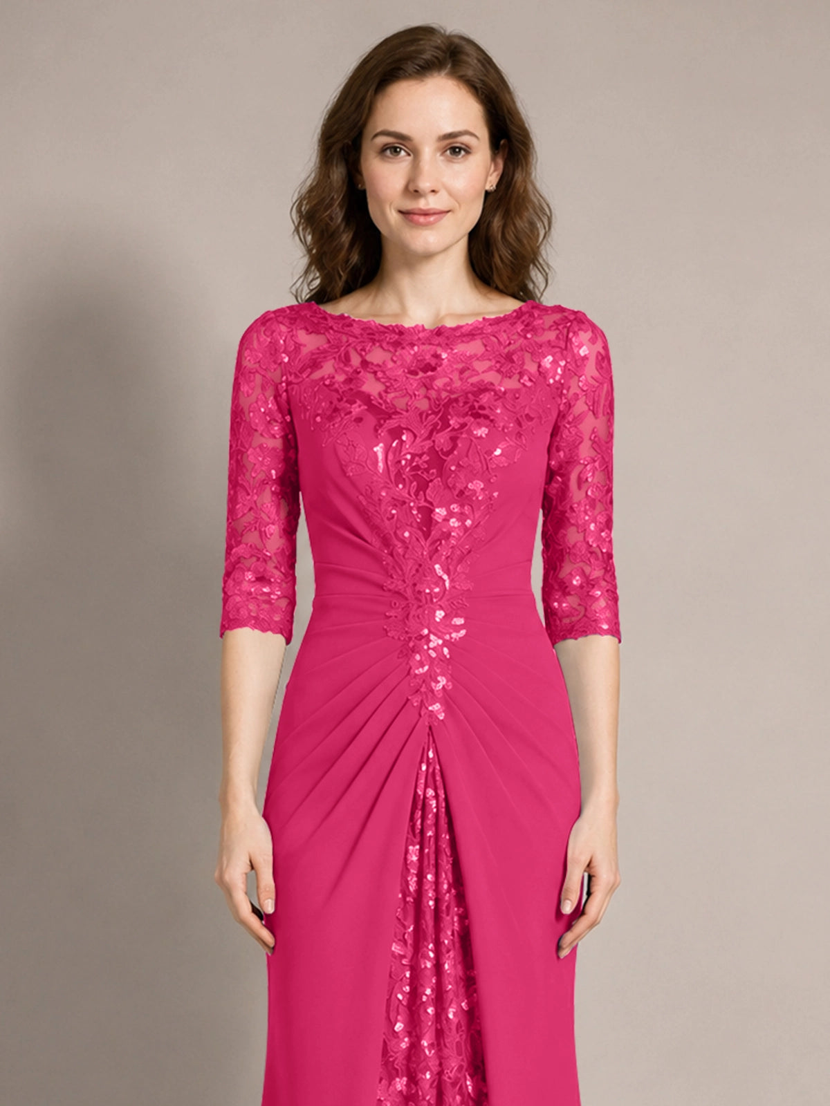 Lace Mother of the Bride Dress with Applique 