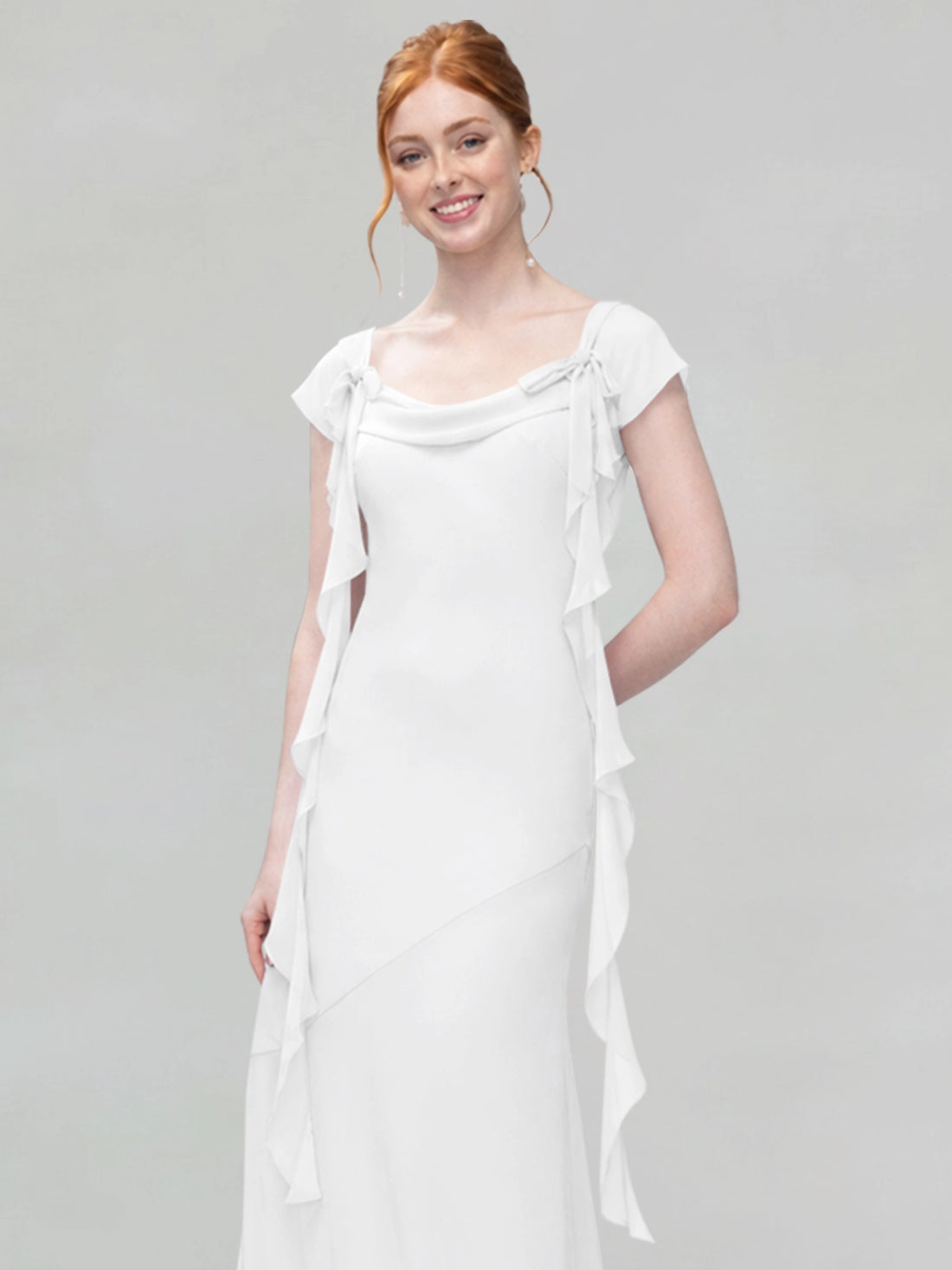 Flowy Ruffle Sheath Bridesmaid Dress 