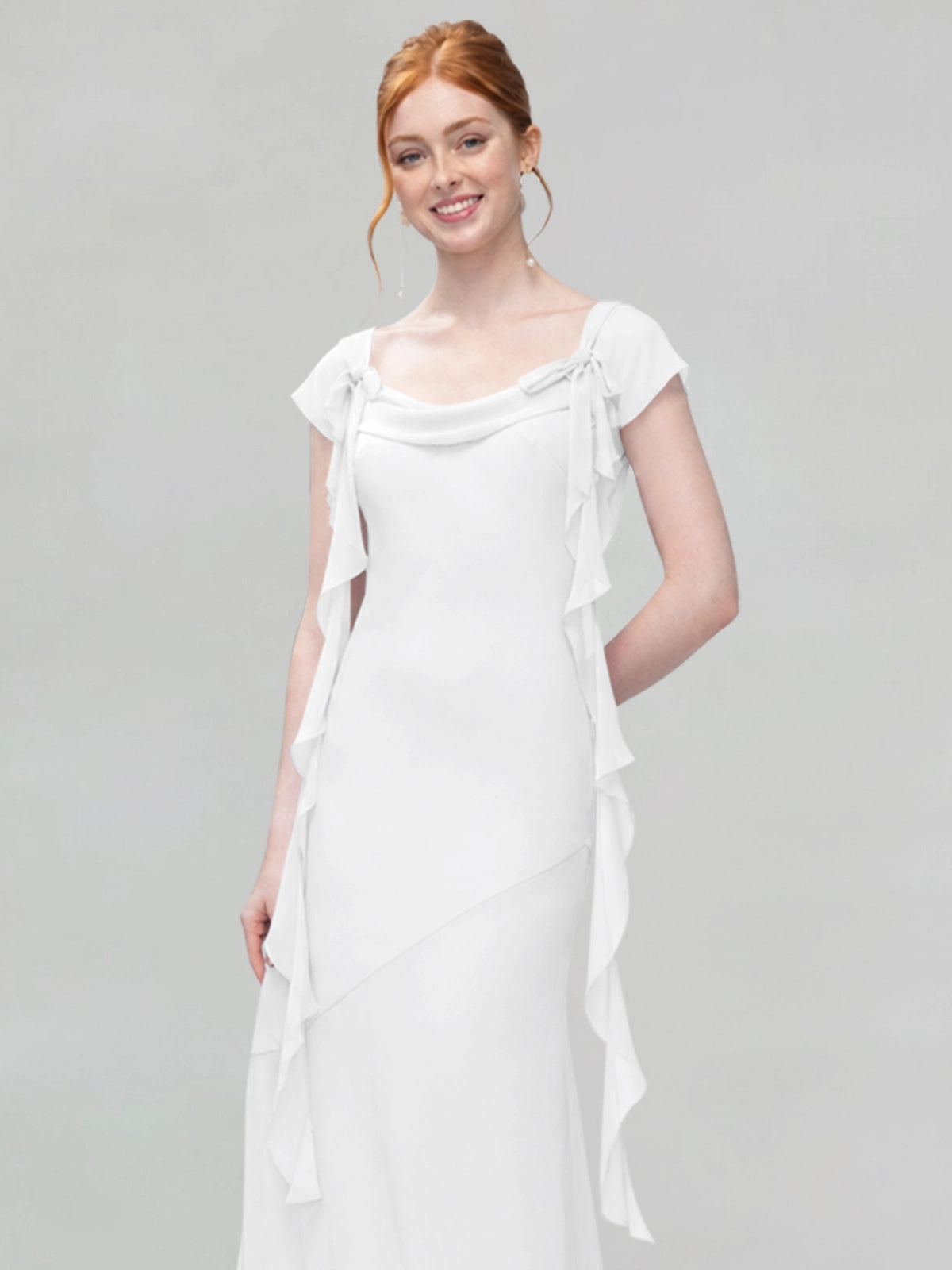 Flowy Ruffle Sheath Bridesmaid Dress 