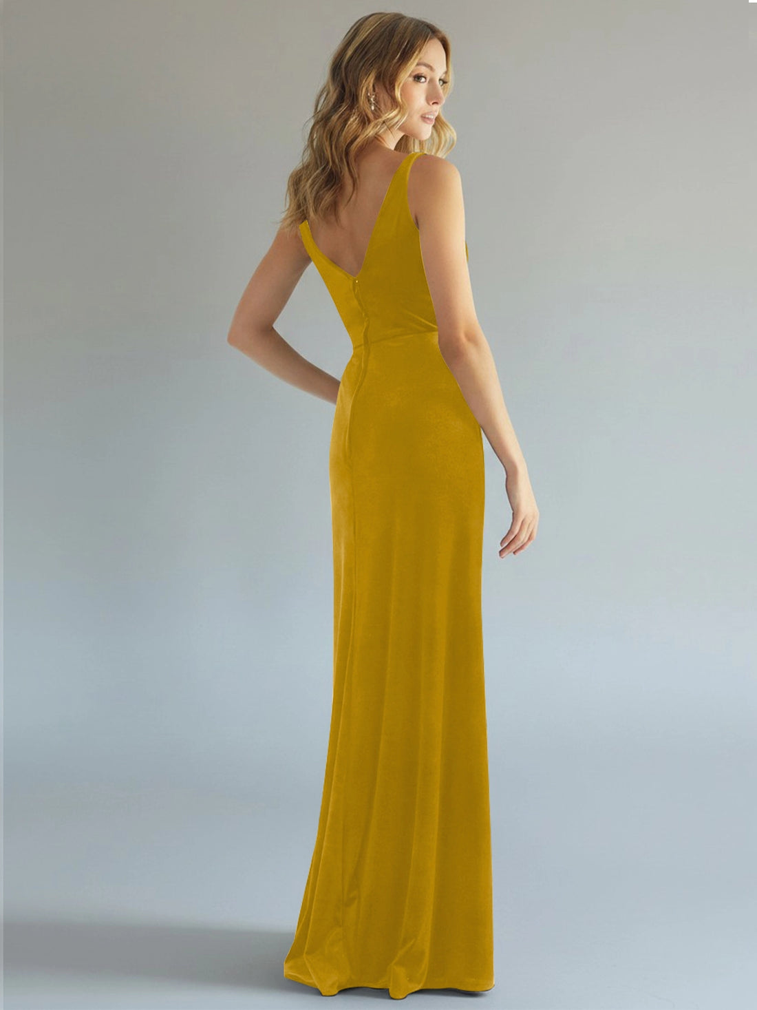Velvet Bridesmaid Dress with Slit 