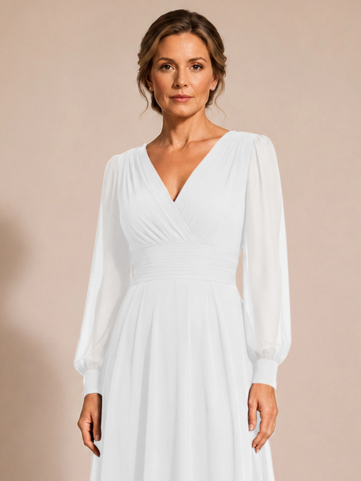 Chiffon Mother of the Bride Dress with Long Sleeves 