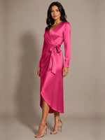 Silk-like Mother of the Bride Dress with Self-Tie Sash 