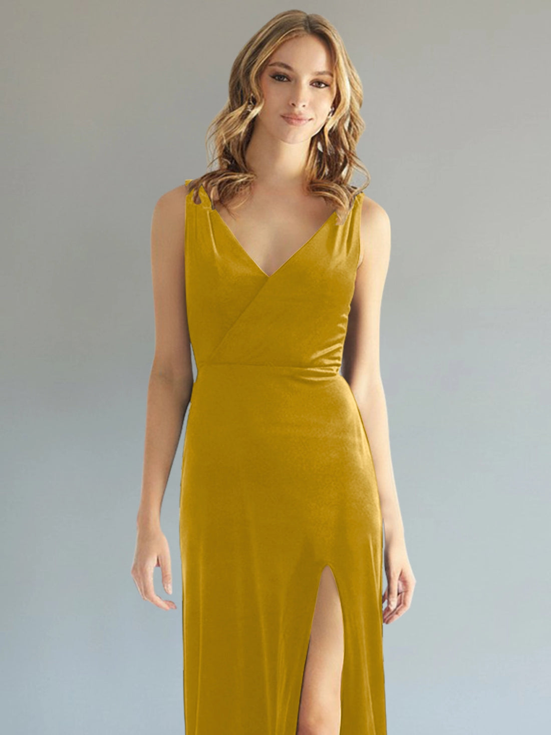 Velvet Bridesmaid Dress with Slit 