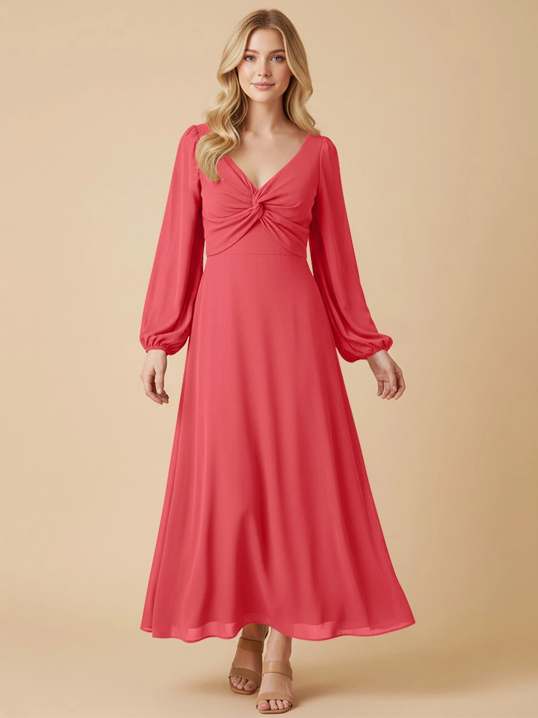 A-line Bridesmaid Dress with Long Sleeves 