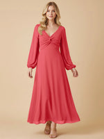 A-line Bridesmaid Dress with Long Sleeves 