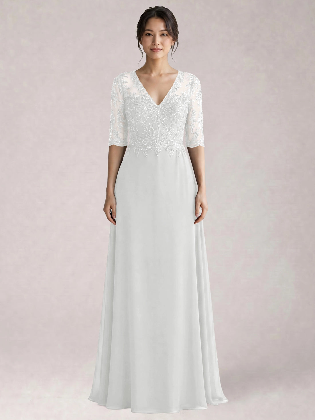 Lace Mother of the Bride Dress with Half Sleeves