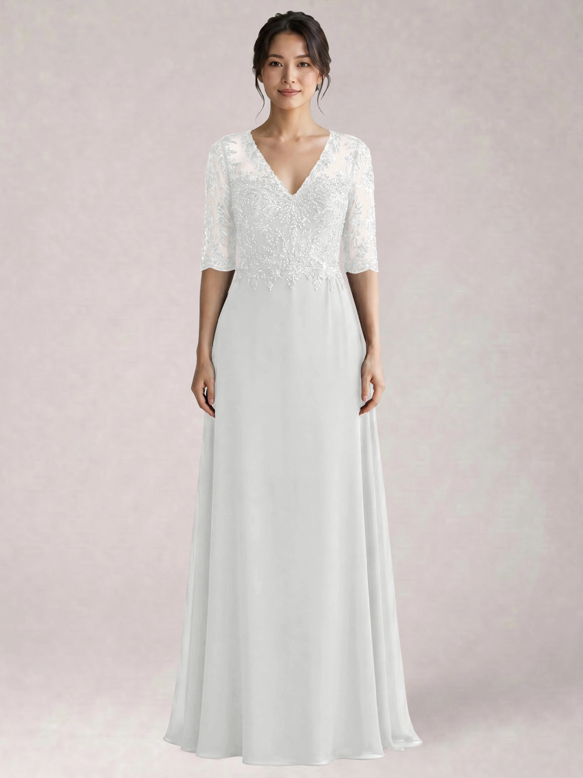 Lace Mother of the Bride Dress with Half Sleeves
