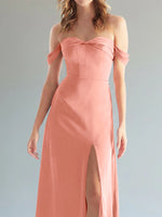 Off-the-Shoulder Slit Bridesmaid Dress 