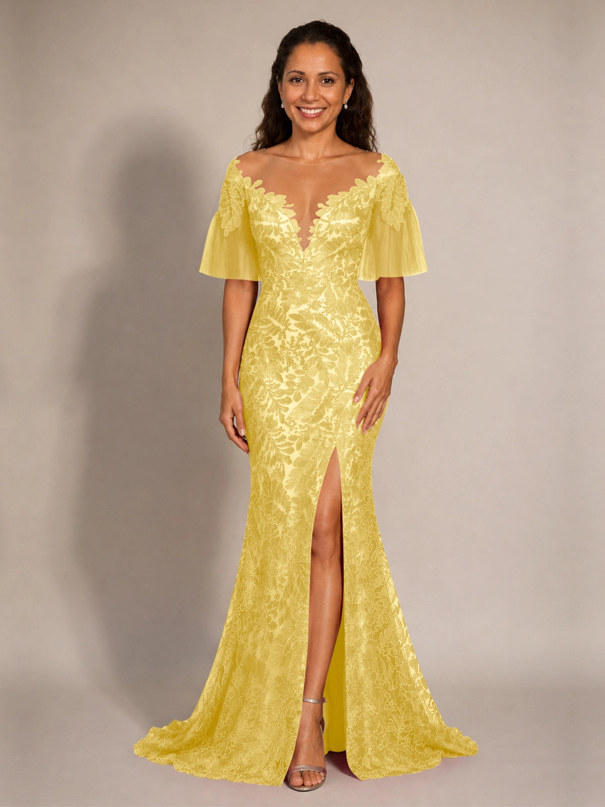 Mermaid Mother of the Bride Dress with V-neck 