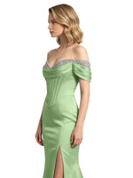 Corset Beaded Trumpet Prom Dress 