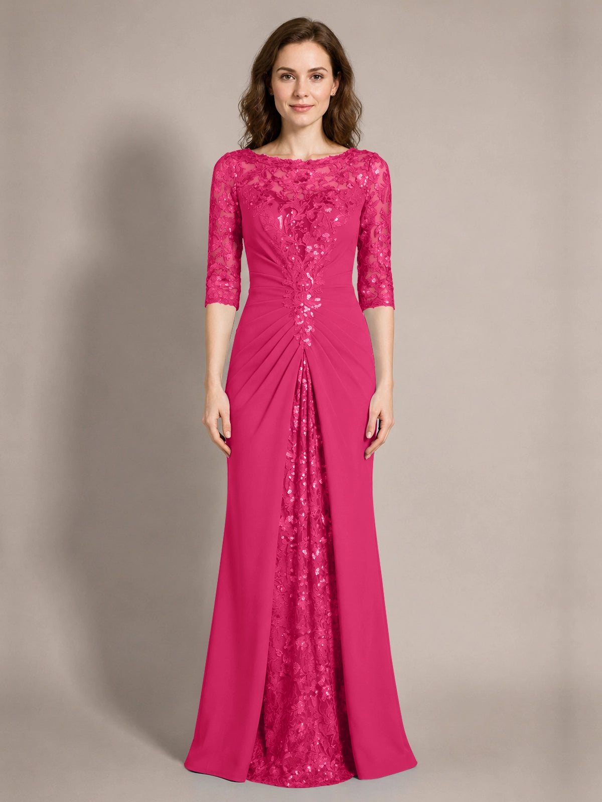 Lace Mother of the Bride Dress with Applique 