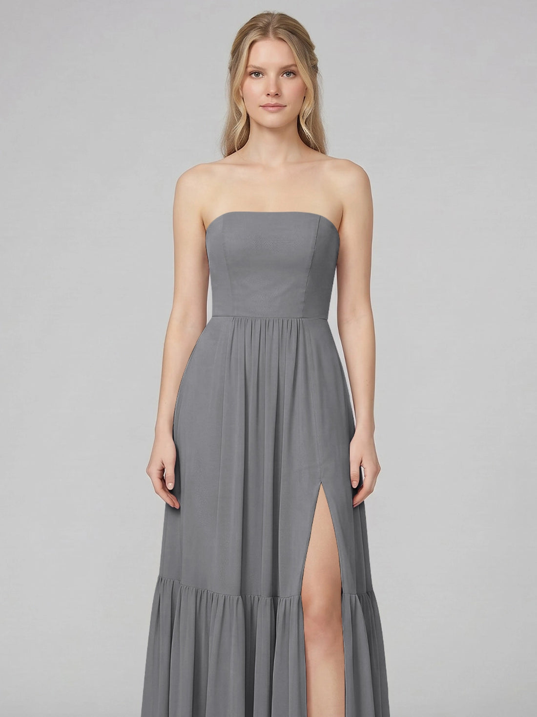 Strapless Bridesmaid Dress with Slit 