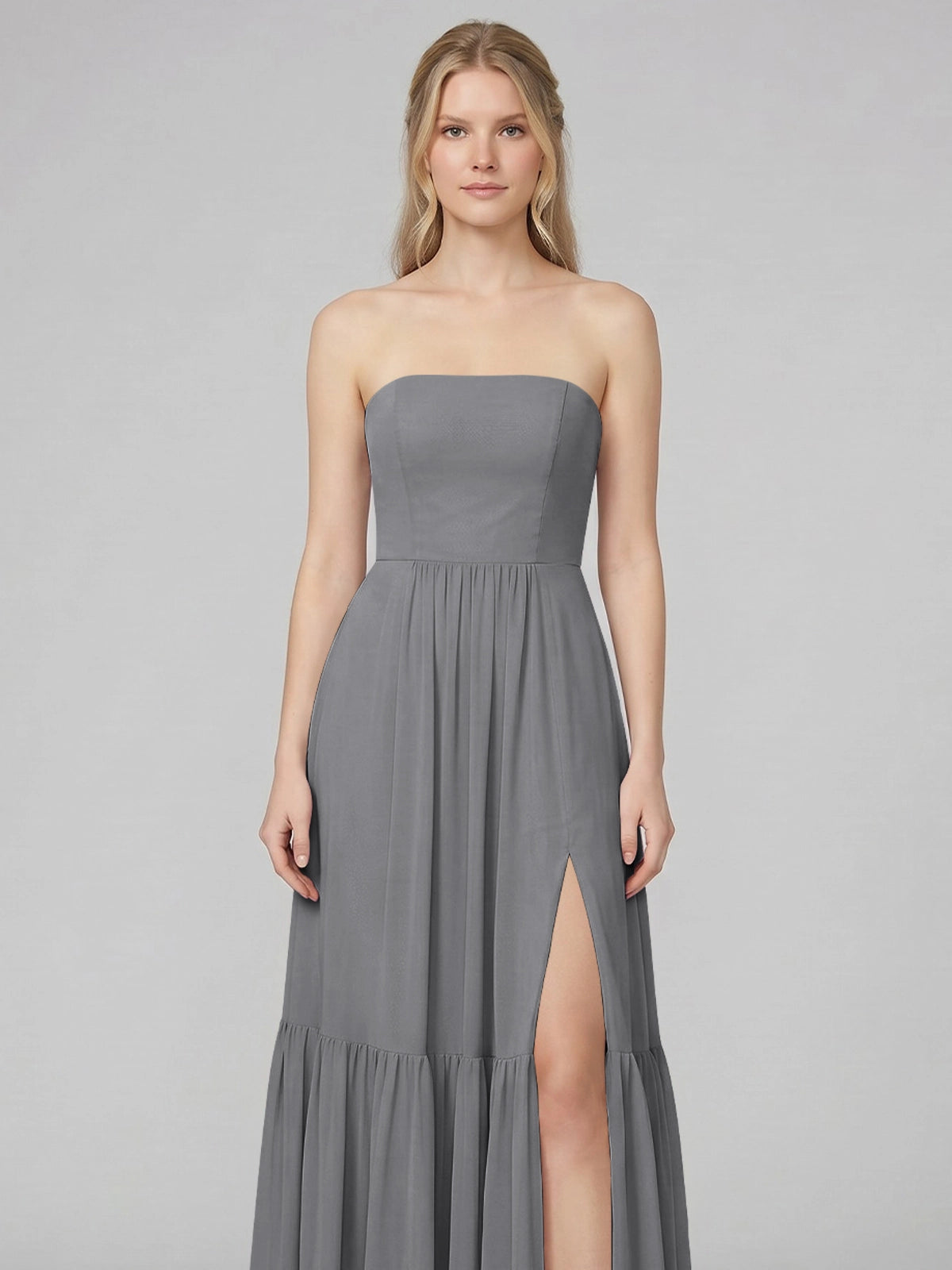 Strapless Bridesmaid Dress with Slit 