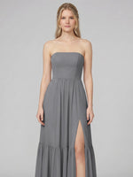 Strapless Bridesmaid Dress with Slit 