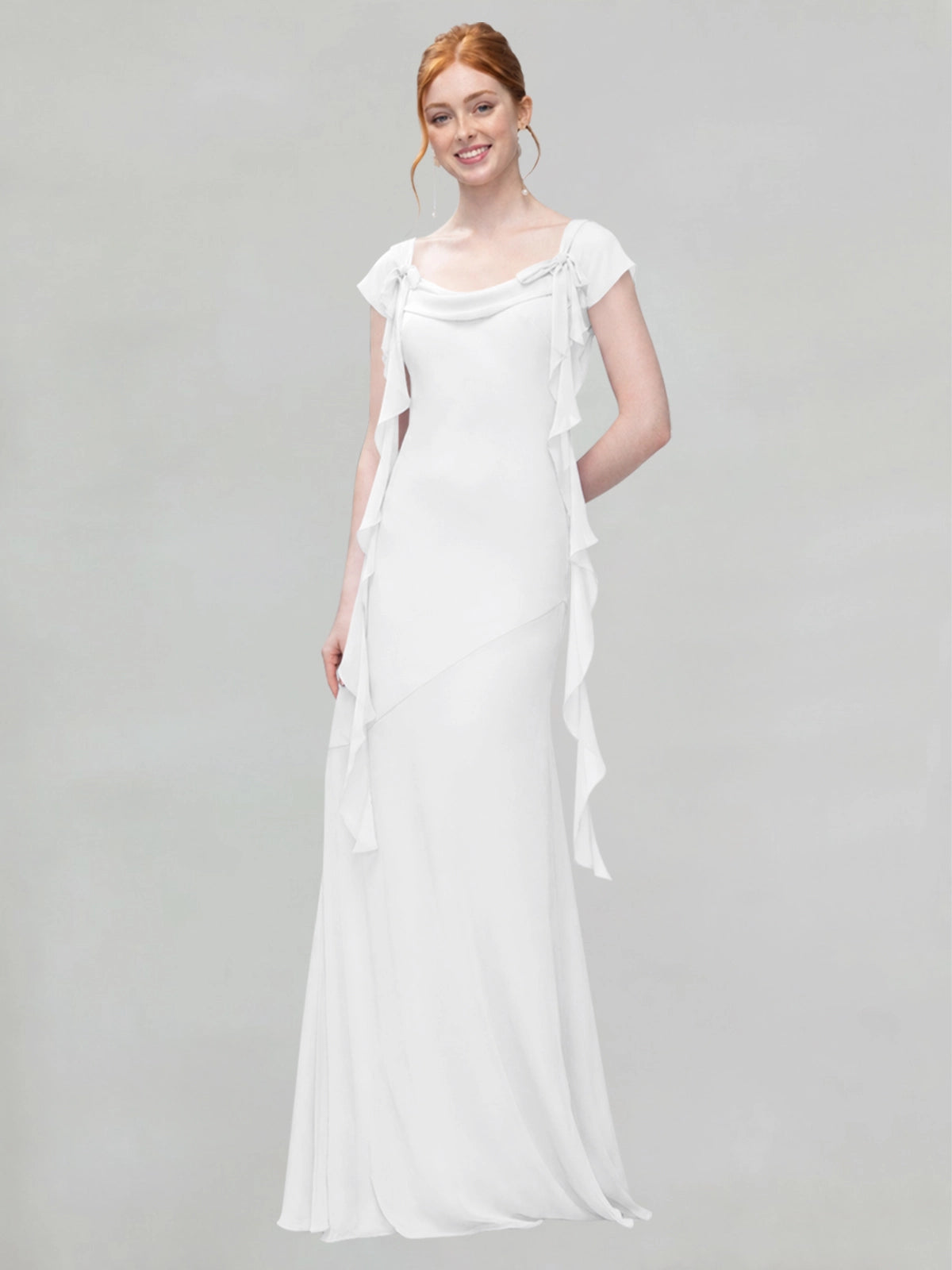 Flowy Ruffle Sheath Bridesmaid Dress 