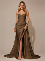 Silk-like Prom Dress with Appliques