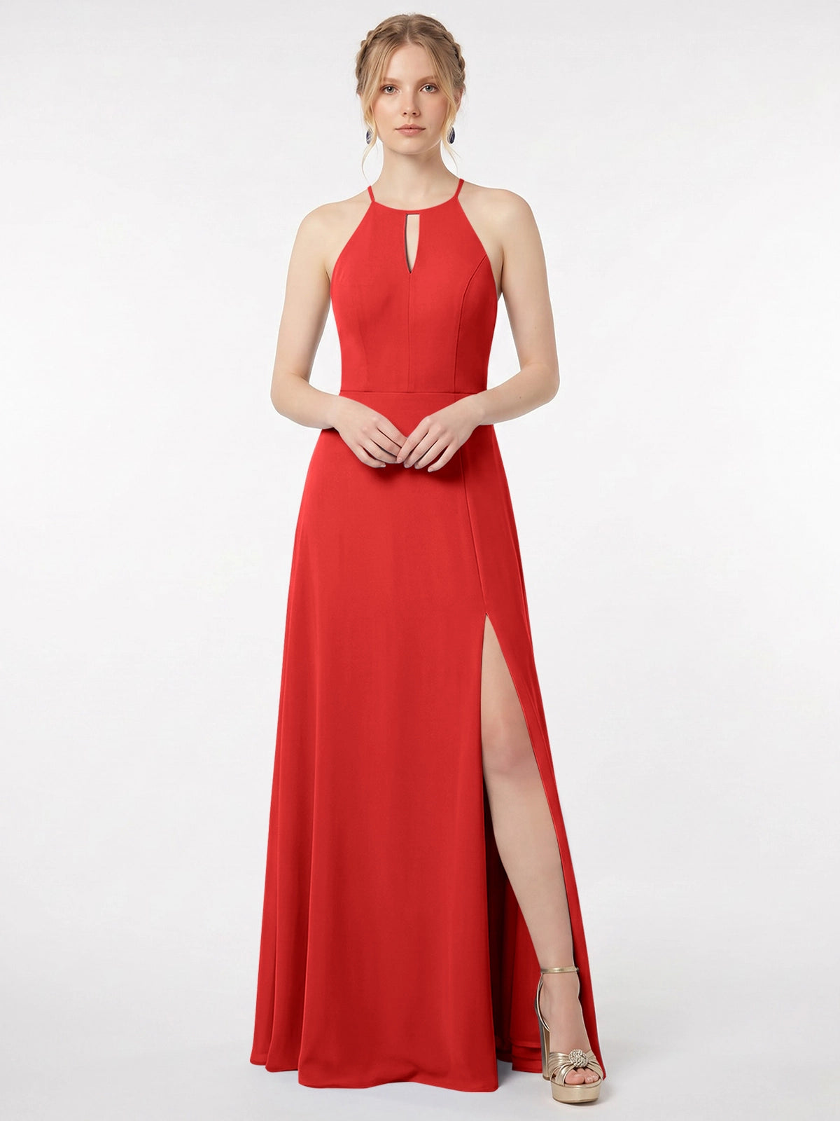 Chiffon Bridesmaid Dress with Halter 