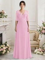 Lace Mother of the Bride Dress with Half Sleeves