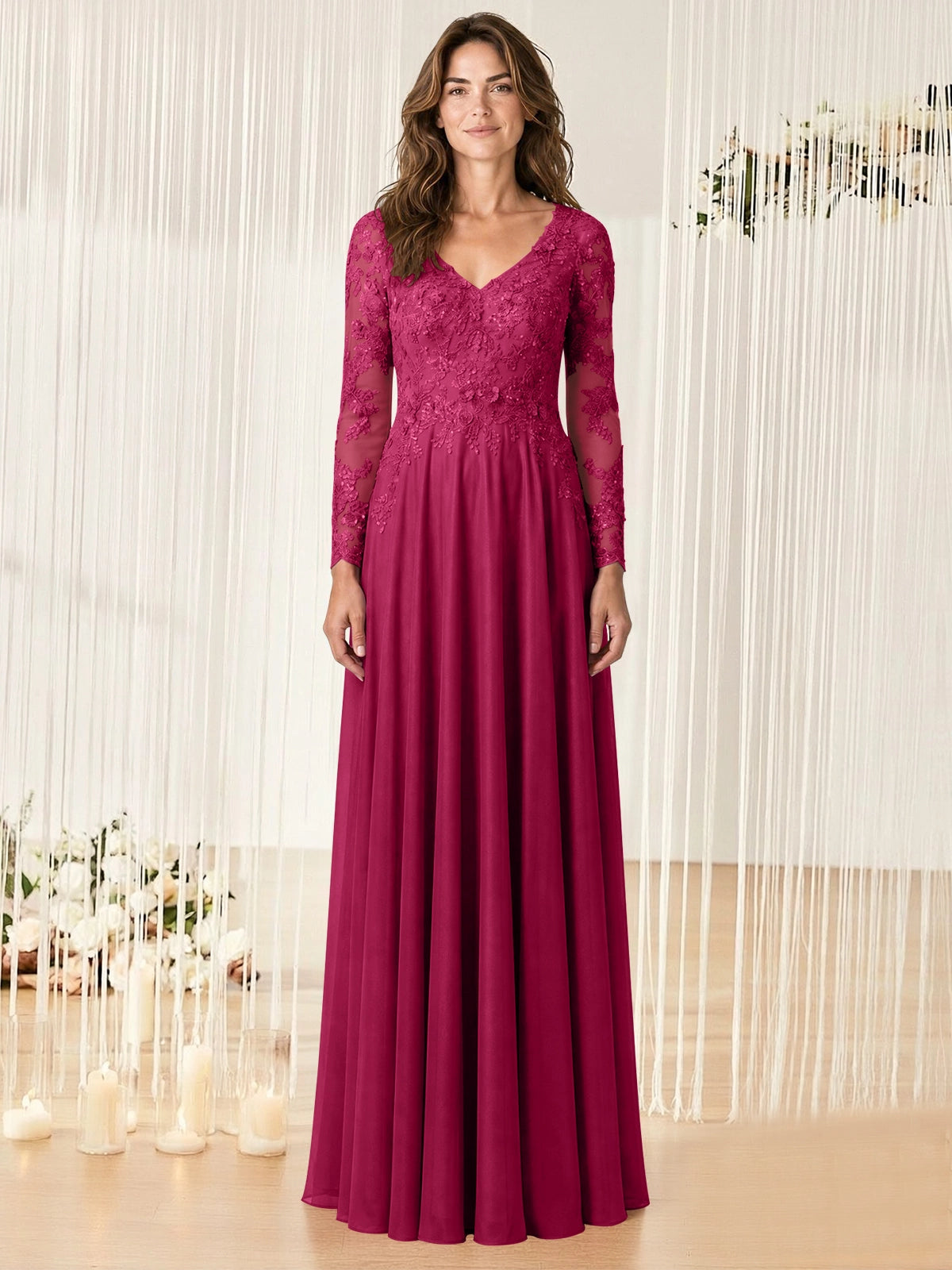 A-line Mother of the Bride Dress with Appliques