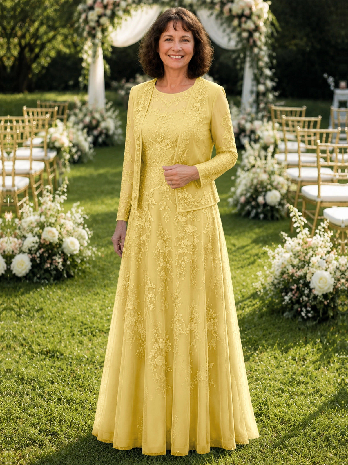 A-line Mother of the Bride Dress with Lace 