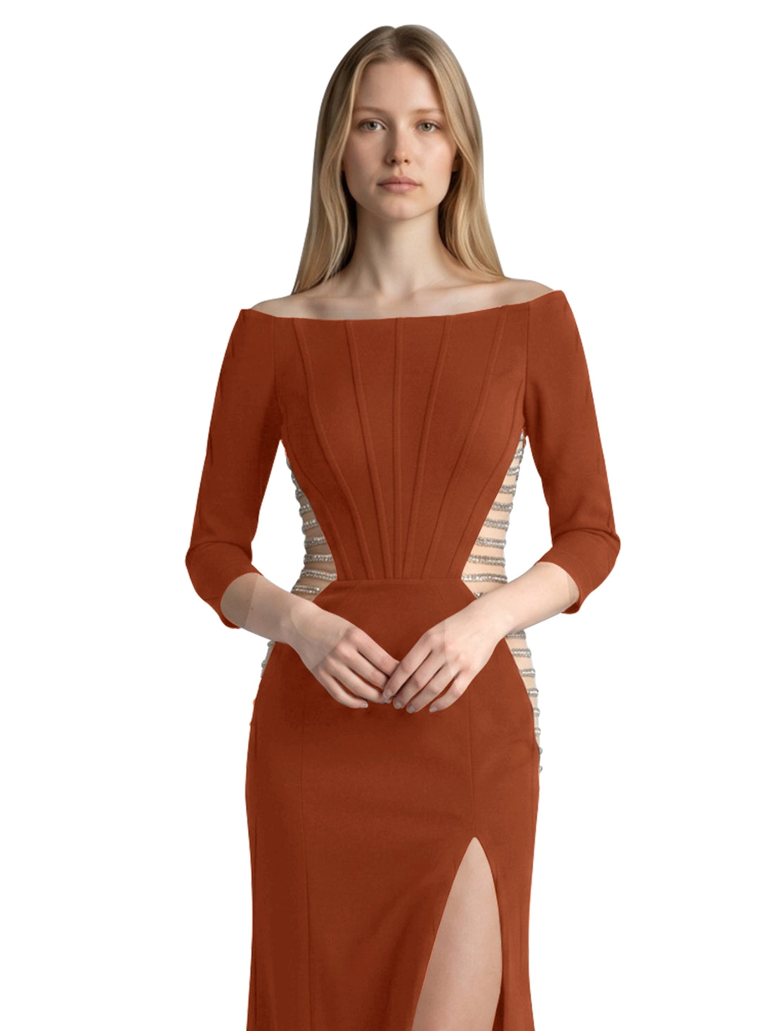 Side Cutout Slit Prom Dress 