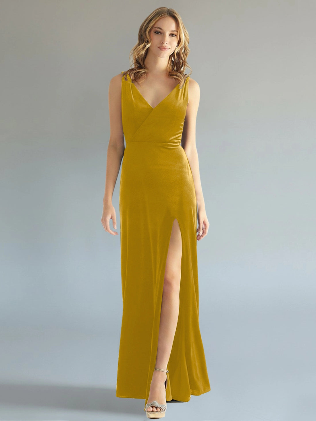 Velvet Bridesmaid Dress with Slit 