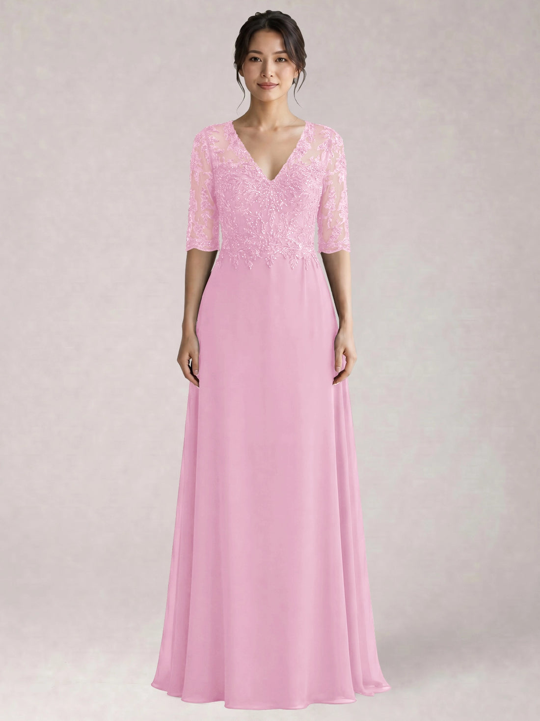 Lace Mother of the Bride Dress with Half Sleeves