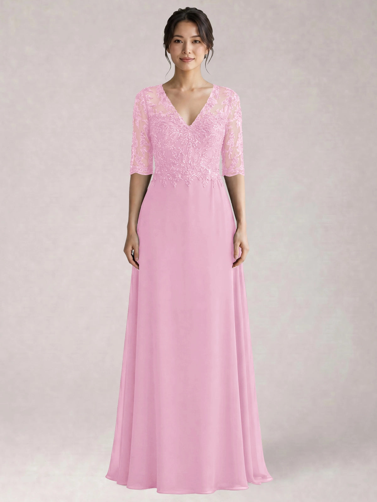 Lace Mother of the Bride Dress with Half Sleeves