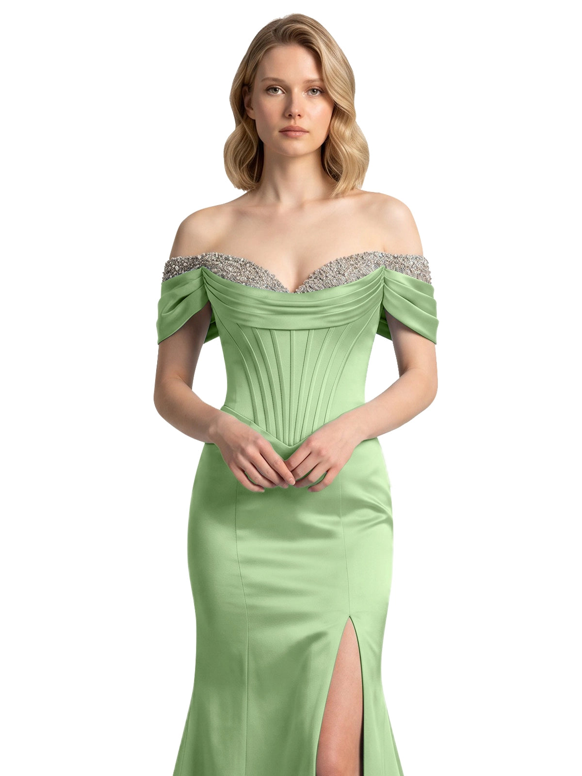 Corset Beaded Trumpet Prom Dress 