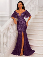 Mermaid Mother of the Bride Dress with V-neck 