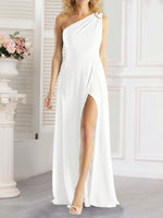 One-Shoulder Bridesmaid Dress with Slit