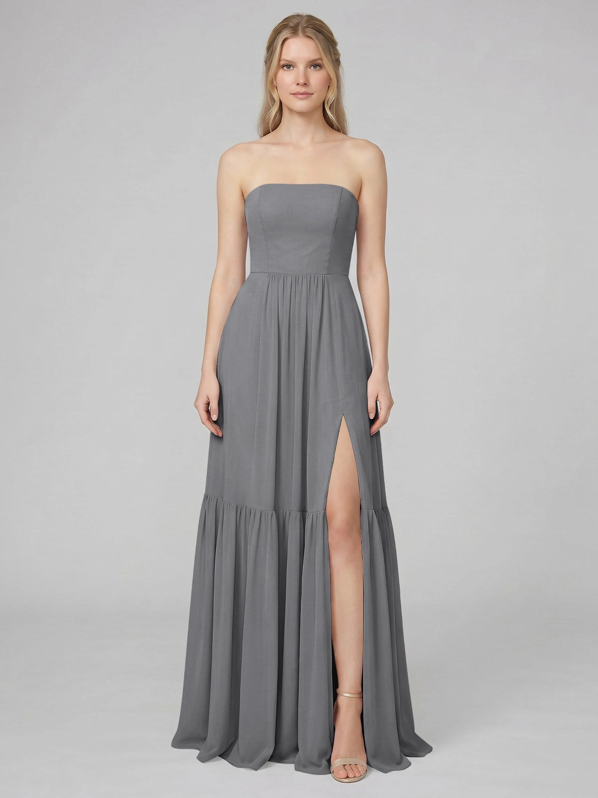 Strapless Bridesmaid Dress with Slit 