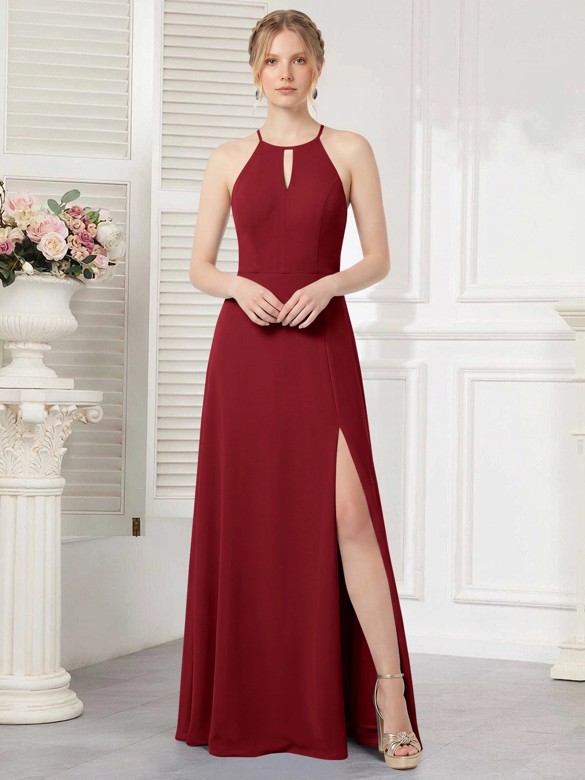 Chiffon Bridesmaid Dress with Halter 
