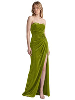 Velvet Prom Dress with Beaded Applique 