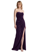 Velvet Prom Dress with Beaded Applique 
