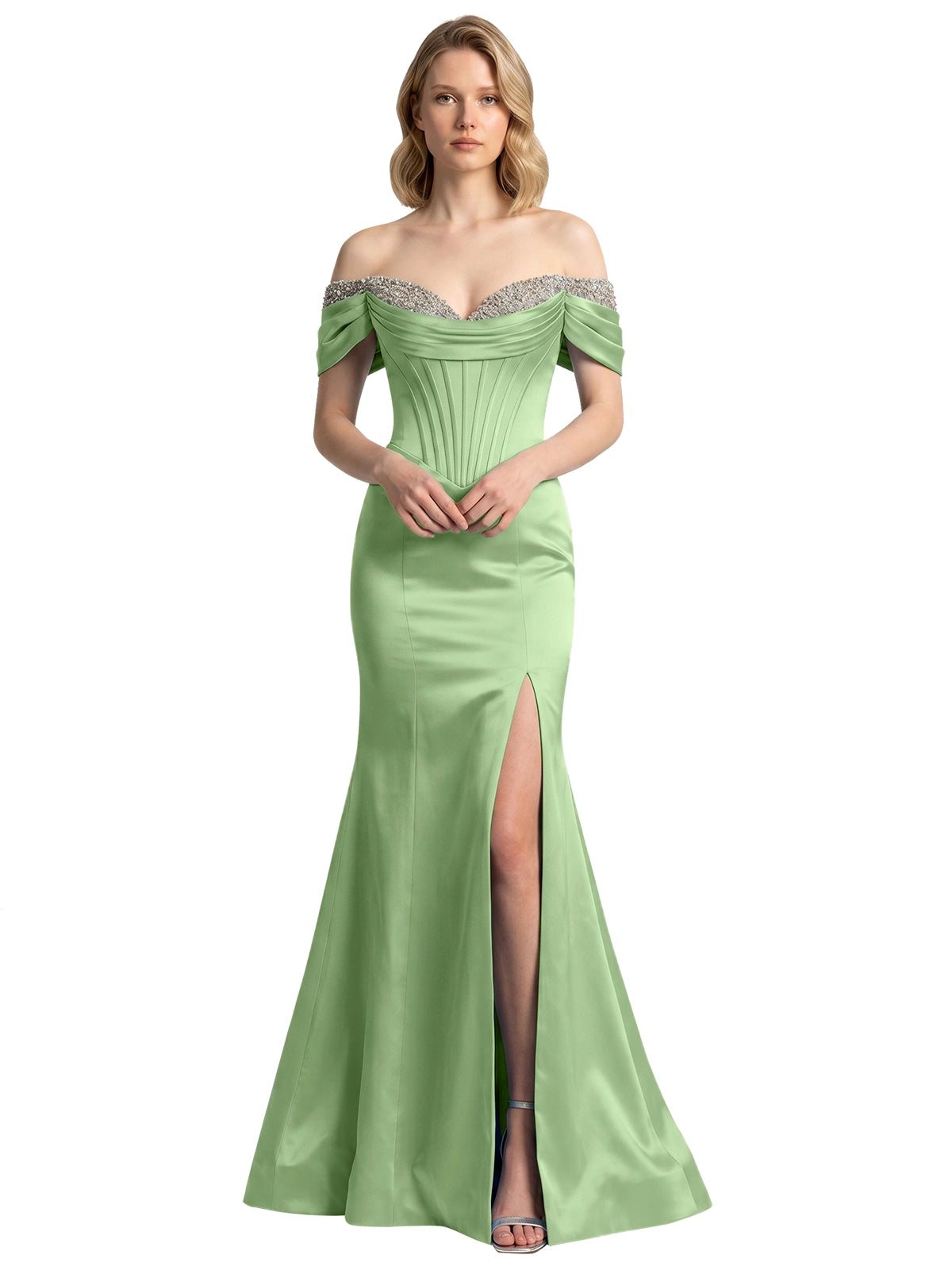 Corset Beaded Trumpet Prom Dress 