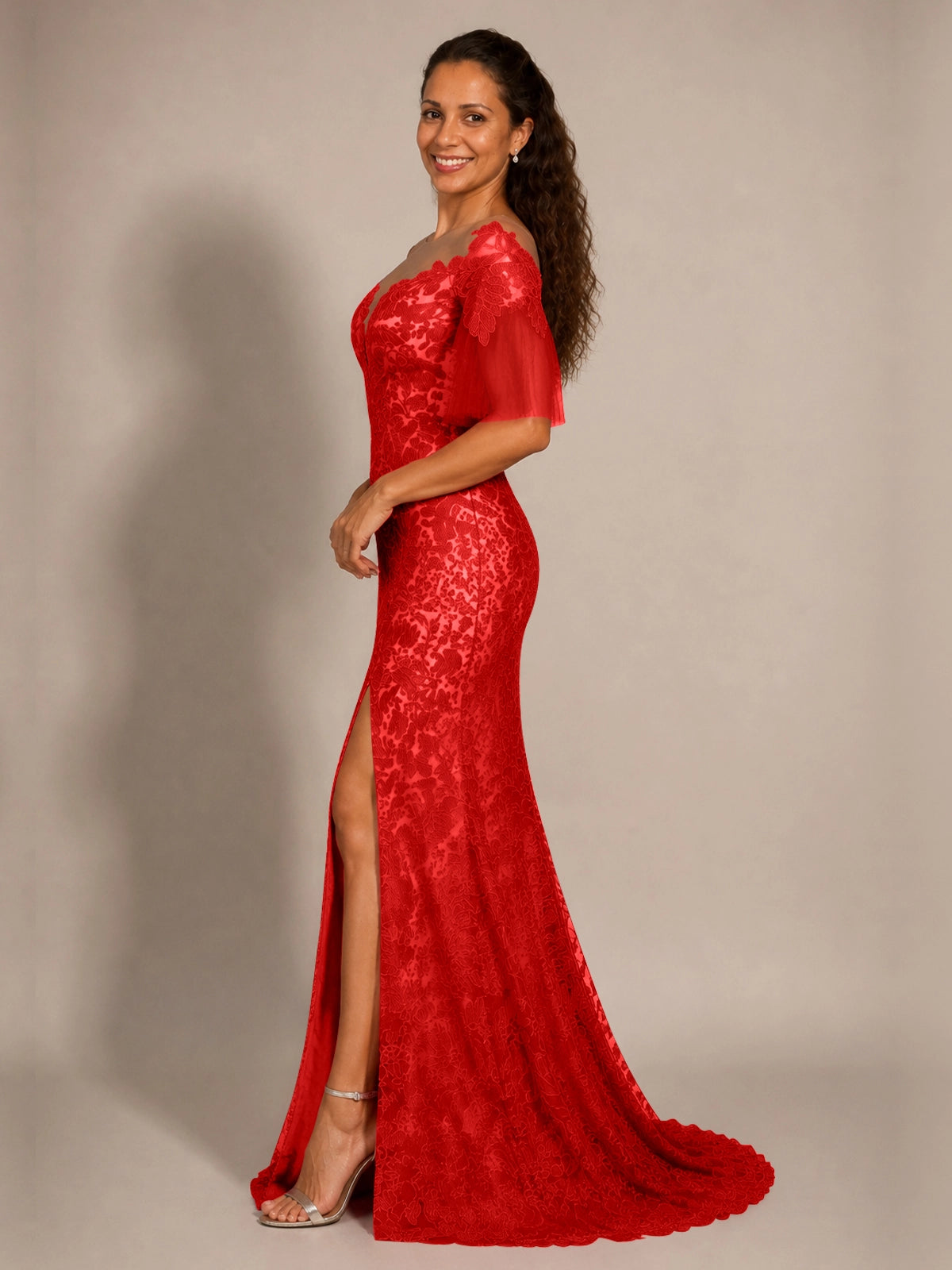 Mermaid Mother of the Bride Dress with V-neck 