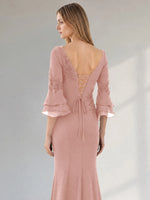 Chiffon Mother of the Bride Dress with 3/4 Sleeves