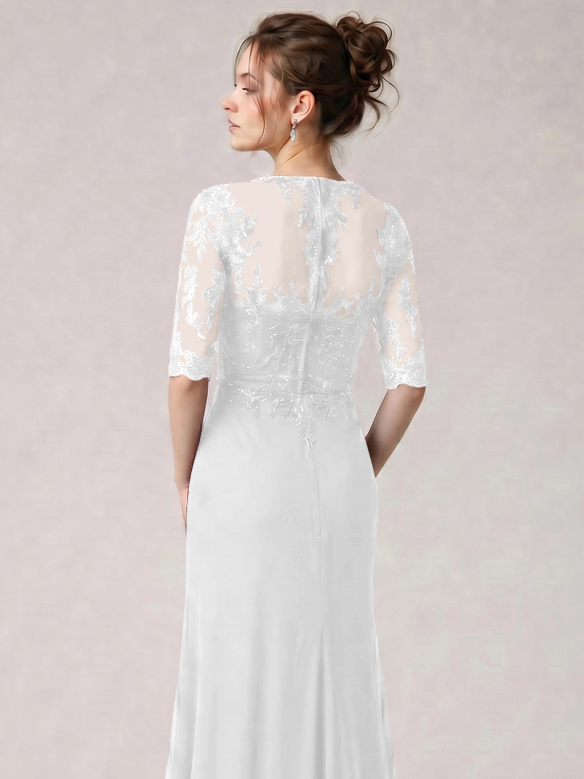 Lace Mother of the Bride Dress with Half Sleeves