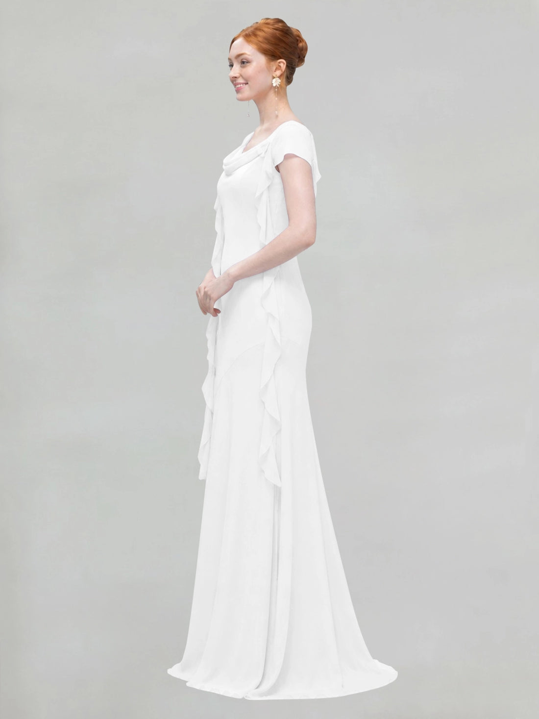 Flowy Ruffle Sheath Bridesmaid Dress 