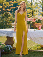 Velvet Bridesmaid Dress with Slit 