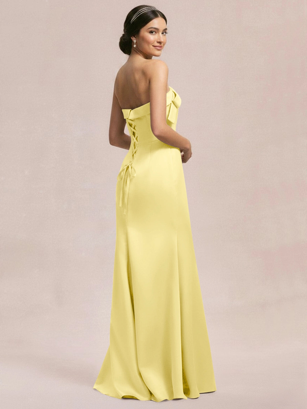 Satin Bow Accent Bridesmaid Dress 