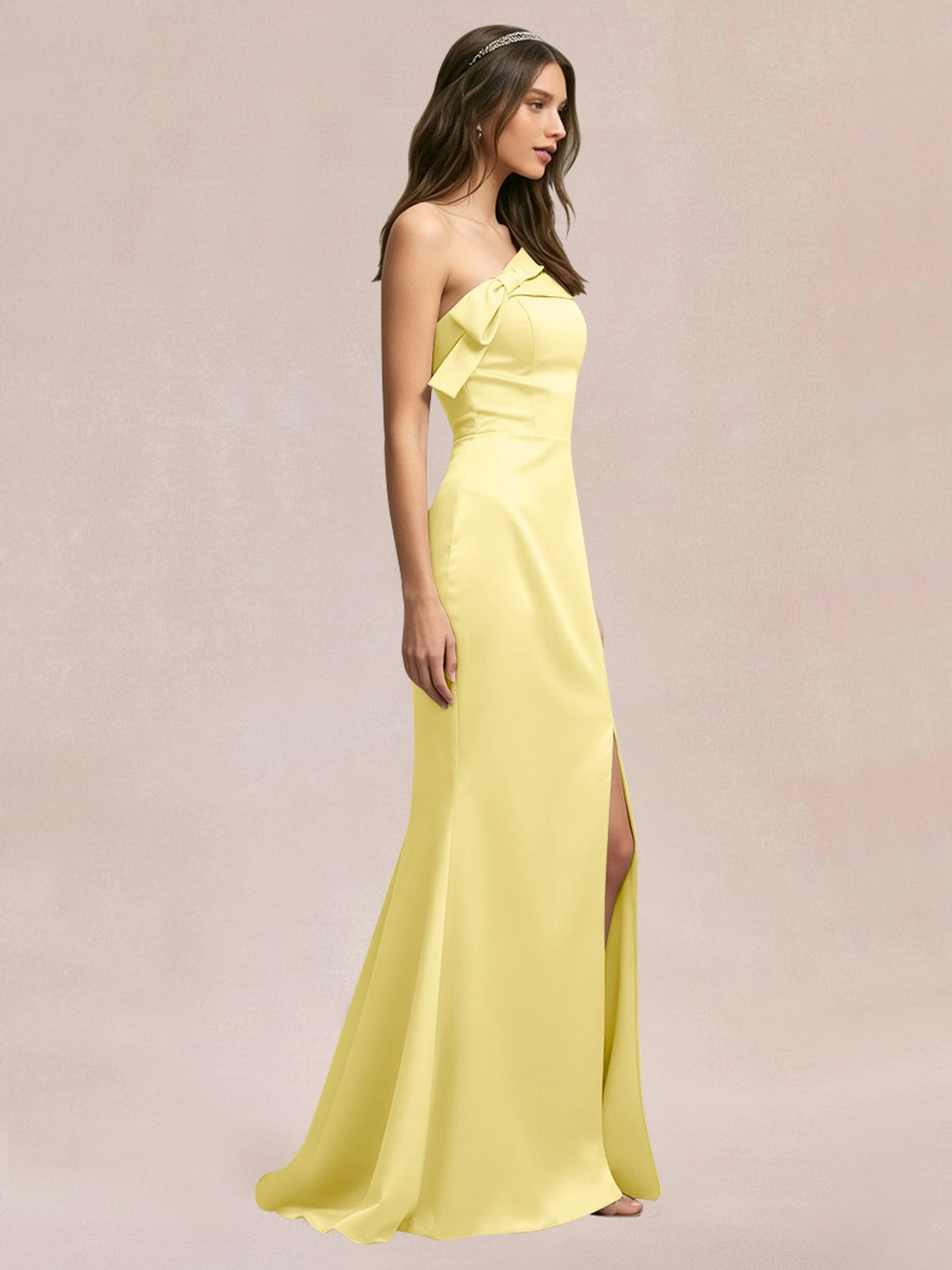Satin Bow Accent Bridesmaid Dress 