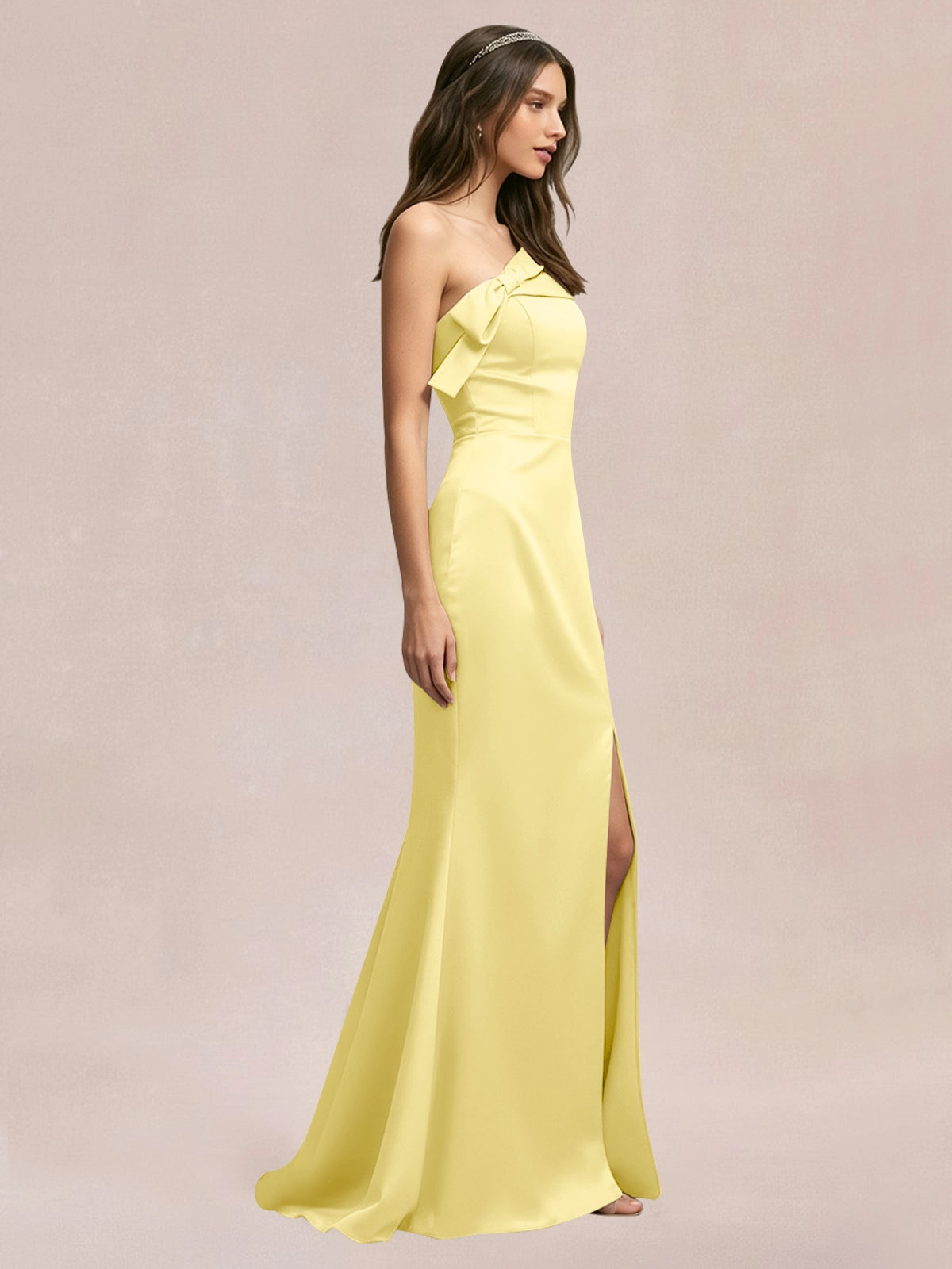 Satin Bow Accent Bridesmaid Dress 