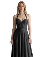 Halter Beaded Prom Dress 