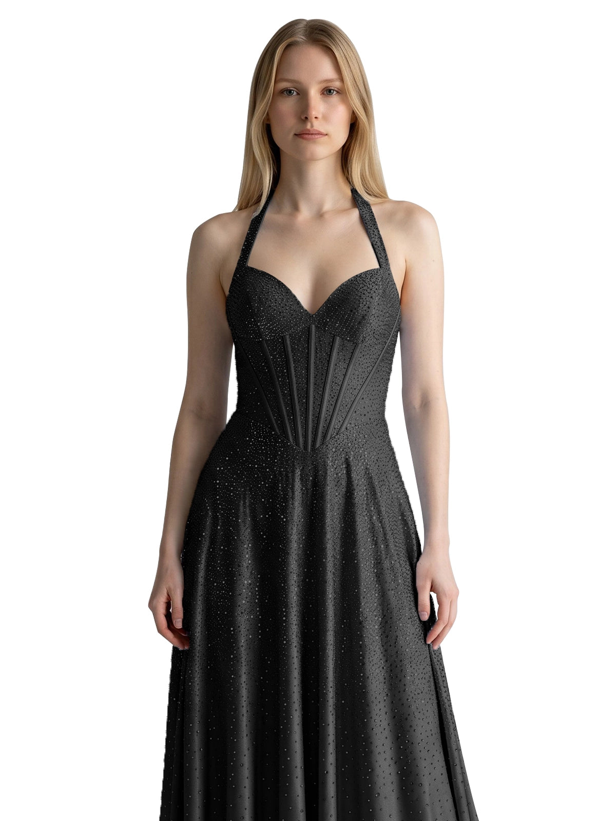 Halter Beaded Prom Dress 