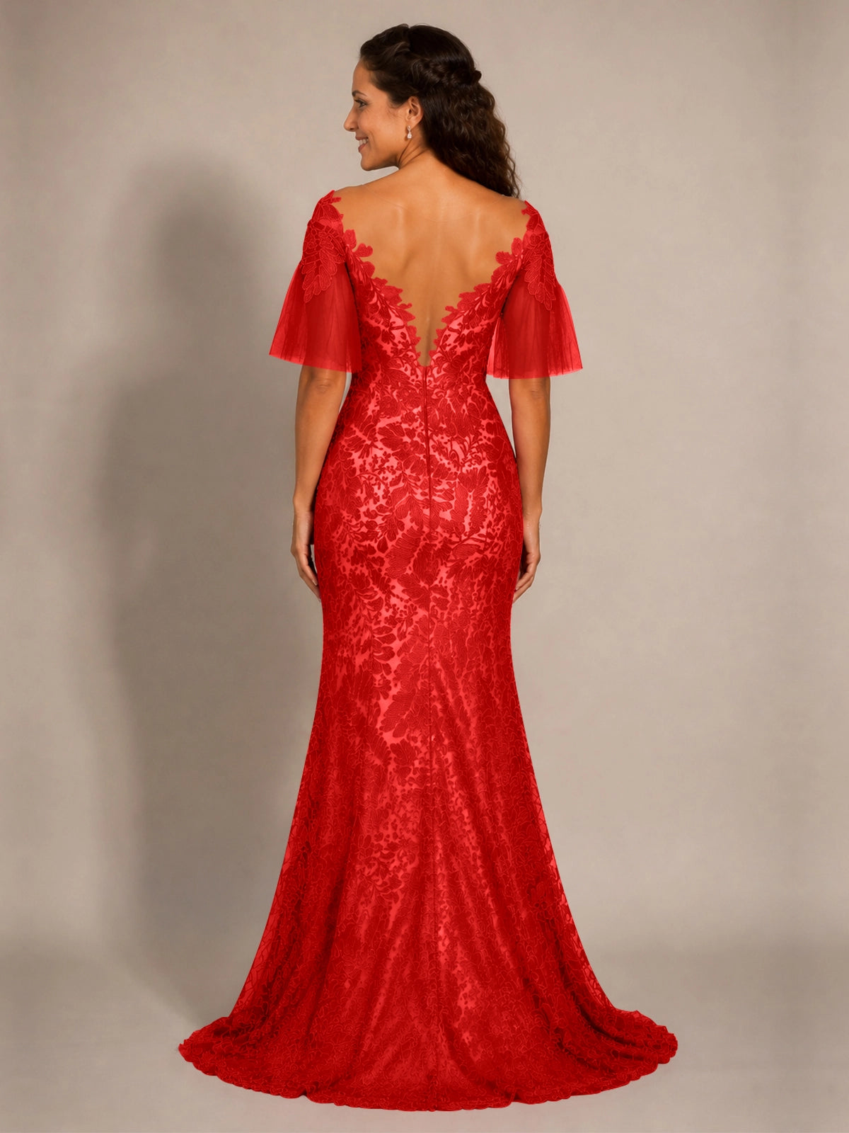 Mermaid Mother of the Bride Dress with V-neck 